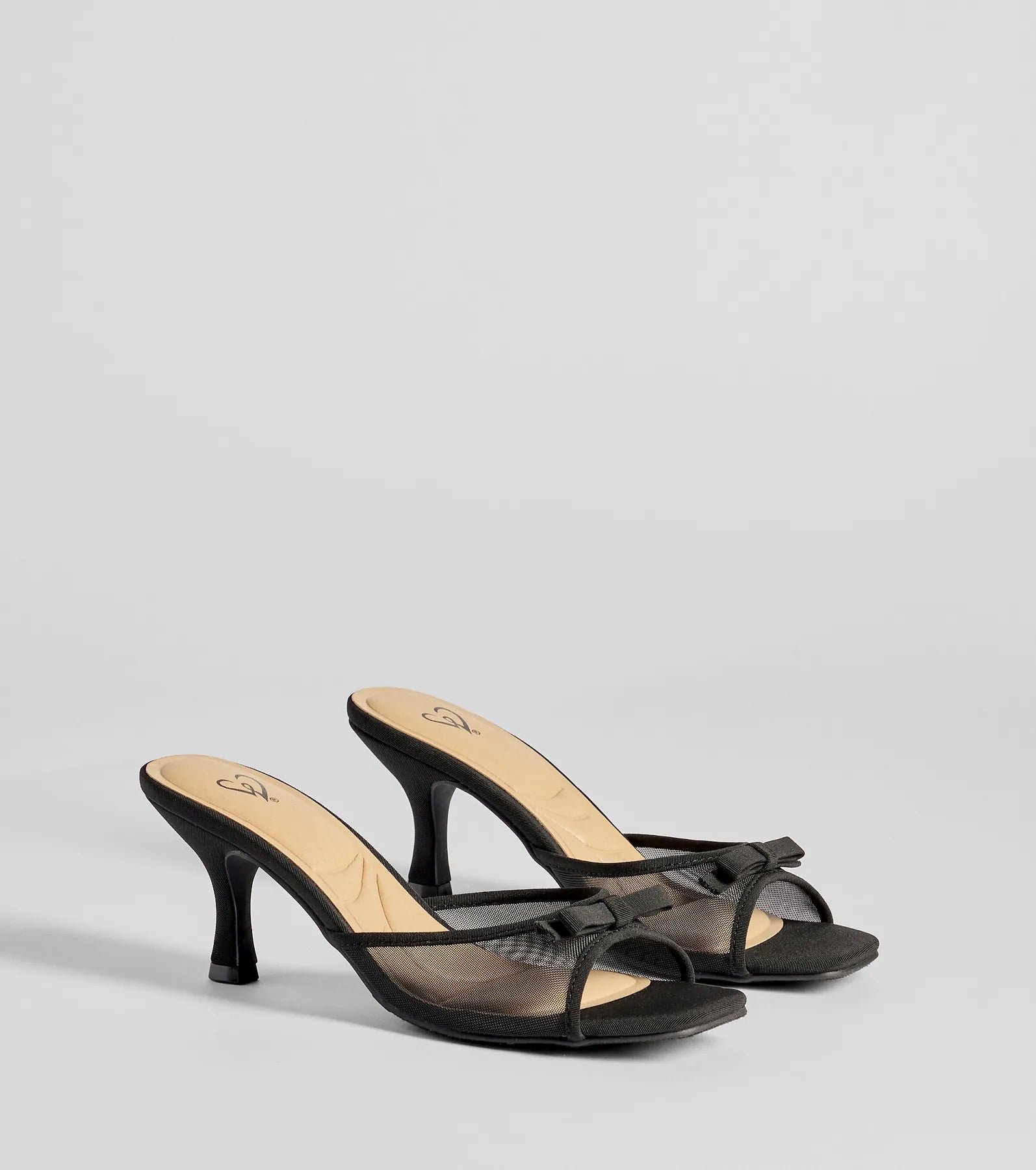 07401-5198_1_BLACK_AdorableBowMeshStrapStilettoMules Adorable Bow Mesh Strap Stiletto Mules - Image 1