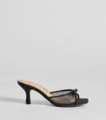 Adorable Bow Mesh Strap Stiletto Mules - Image 2