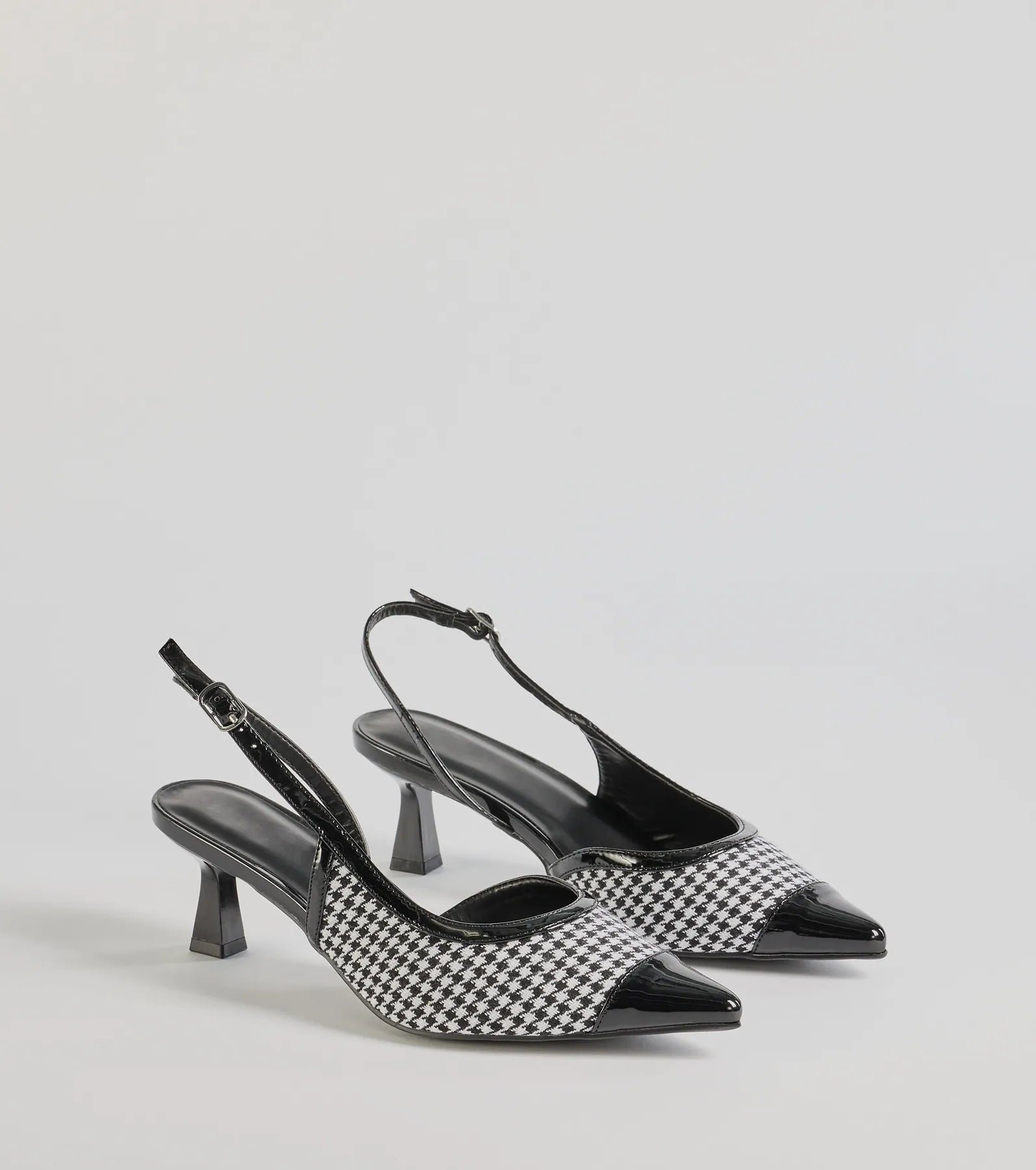 07401-5214_1_BLACK_PatternPlayHoundstoothSlingBackKittenHeelPumps Pattern Play Houndstooth Sling-Back Kitten Heel Pumps - Image 1