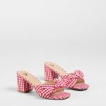 Cutesy Babe Gingham Bow Strap Mules