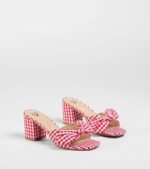 Cutesy Babe Gingham Bow Strap Mules