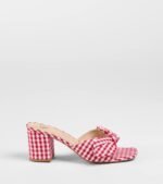 Cutesy Babe Gingham Bow Strap Mules - Image 2