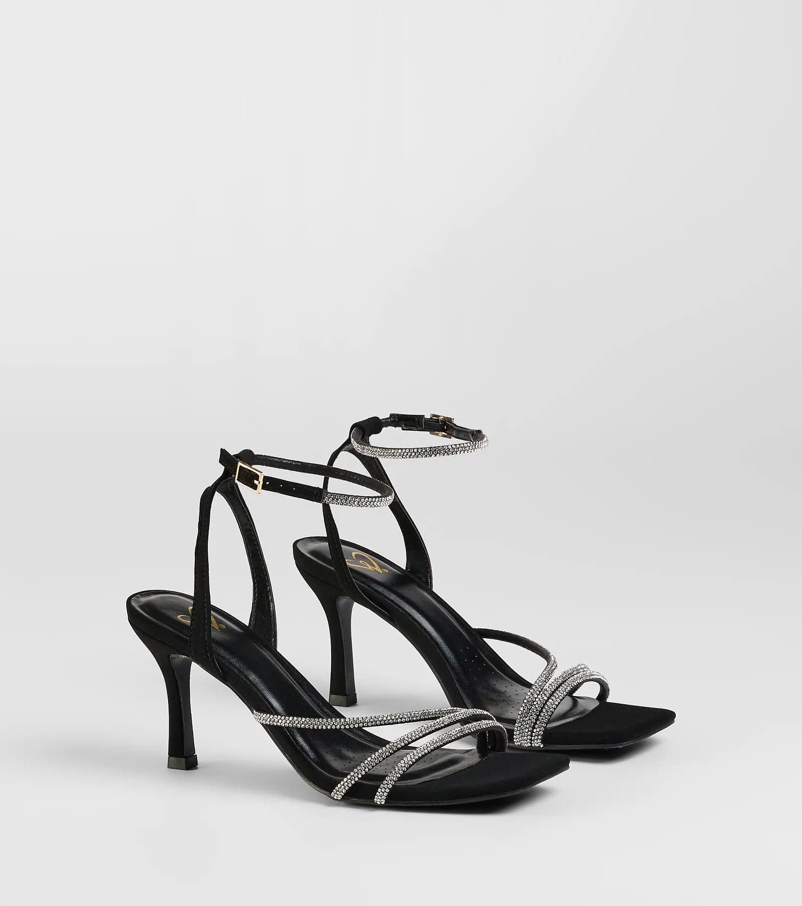 07401-5245_1_BLACK_ASYMRHINEKITTENHEEL074015245001 So Icy Rhinestone Kitten Stiletto Heels - Image 1
