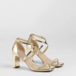 Pure Magic Rhinestone Metallic Block Heels
