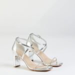 In The Limelight Rhinestone Strap Metallic Heels