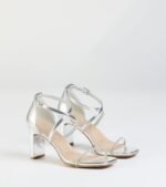 In The Limelight Rhinestone Strap Metallic Heels