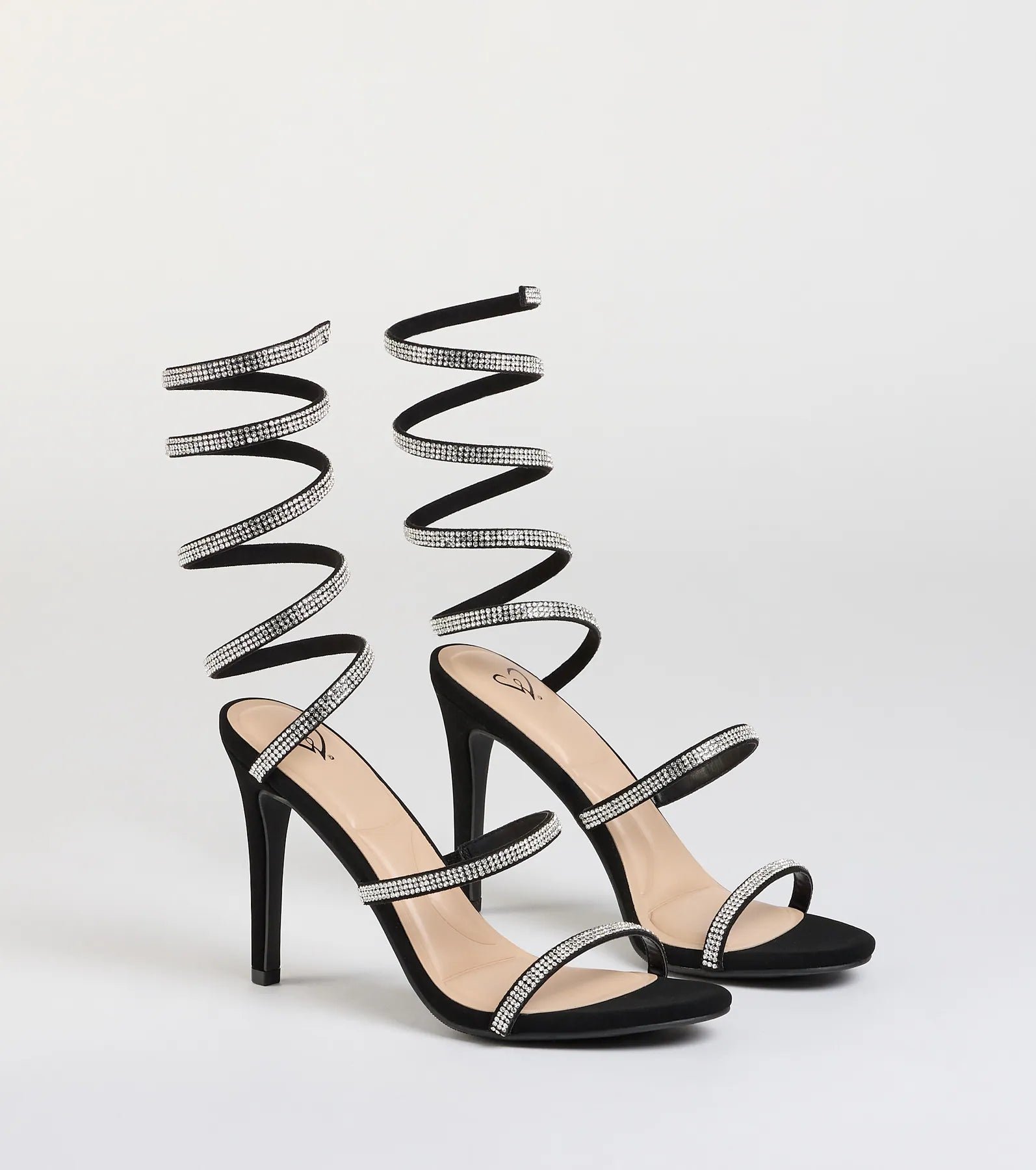 07401-5317_1_BLACK_RHINESPIRALHEEL074015317001 Girly Vibes Rhinestone Spiral Heels - Image 1